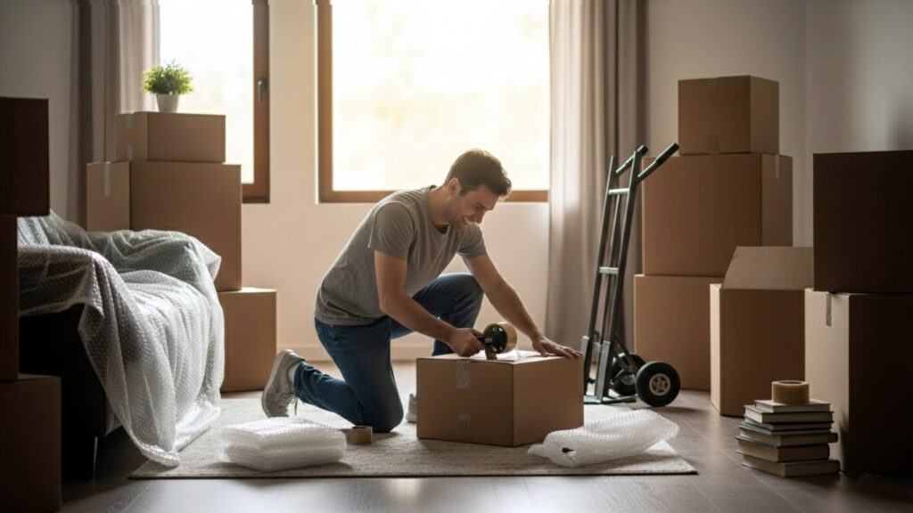 梱包・室内搬入は自分で