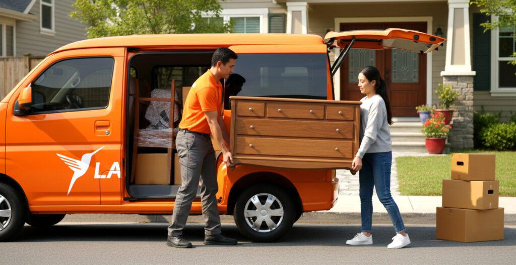 ララムーブは重い荷物を協力して積み下ろす